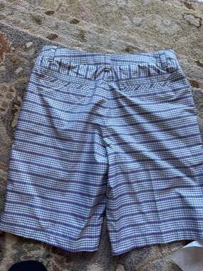 Puma dryCELL Mens Size 34 Gray and Purple Plaid Golf Shorts